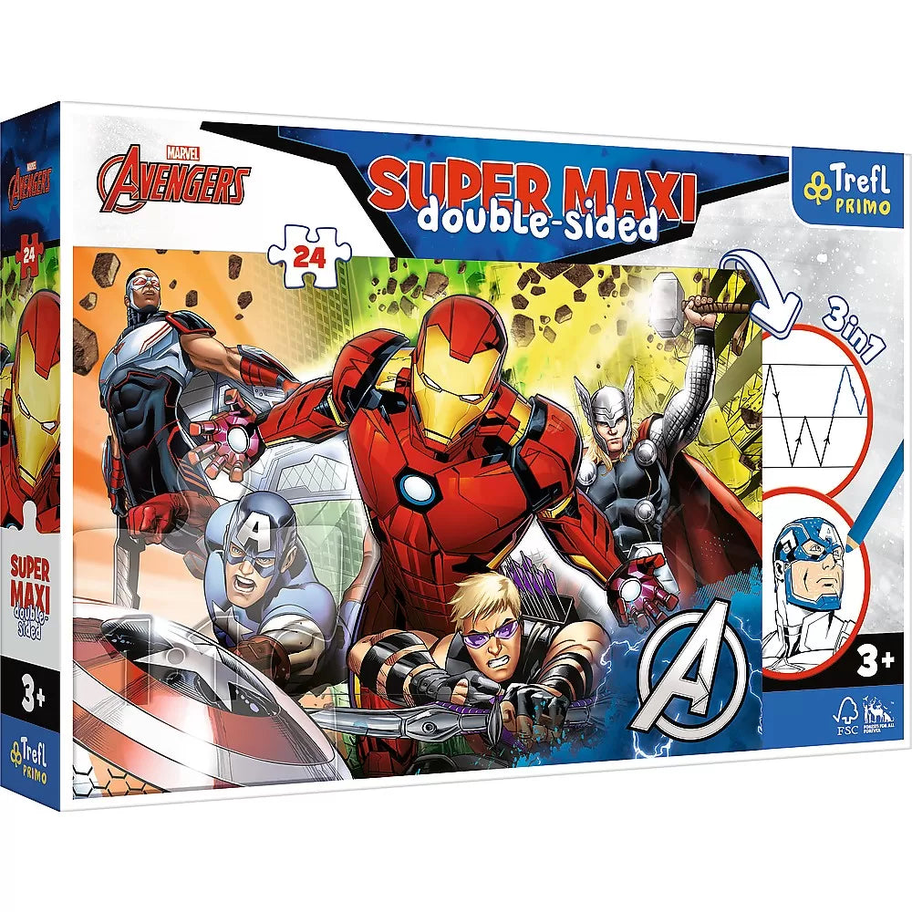 PUZZLE TREFL PRIMO  24 SUPER MAXI DISNEY  MARVEL RAZBUNATORII PUTERNICI