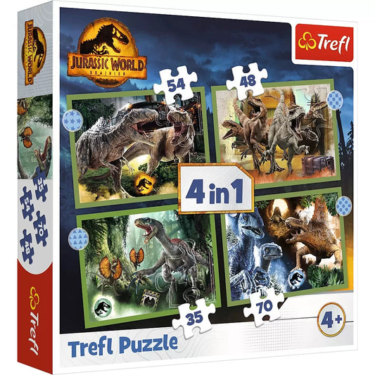 PUZZLE TREFL JURASSIC WORLD 4IN1 IN LUMEA DINOZAURILOR