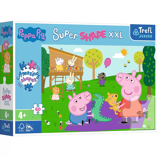 PUZZLE TREFL PRIMO SUPER SHAPE XXL 60 PEPPA PIG SI FRATIORUL