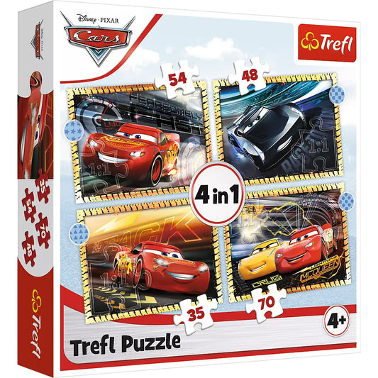 PUZZLE 4IN1 CARS - PE LOCURI, FITI FATA, START