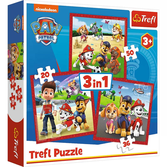 PUZZLE TREFL 3IN1 PATRULA CATELUSILOR CATELUSII FERICITI