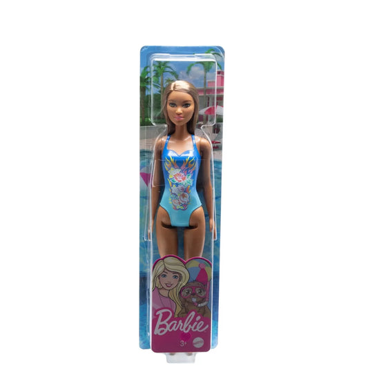 PAPUSA BARBIE SATENA CU COSTUM DE BAIE ALBASTRU