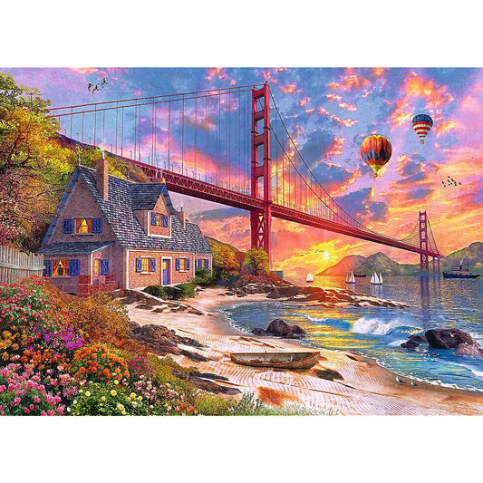 PUZZLE TREFL DIN LEMN 1000 PIESE APUS LA GOLDEN GATE