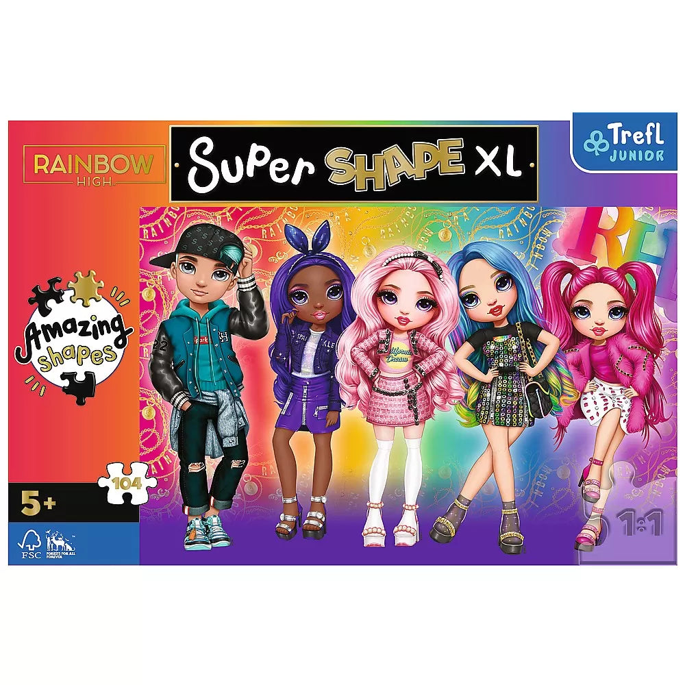 PUZZLE TREFL PRIMO SUPER SHAPE XXL 104 RAINBOW HIGH