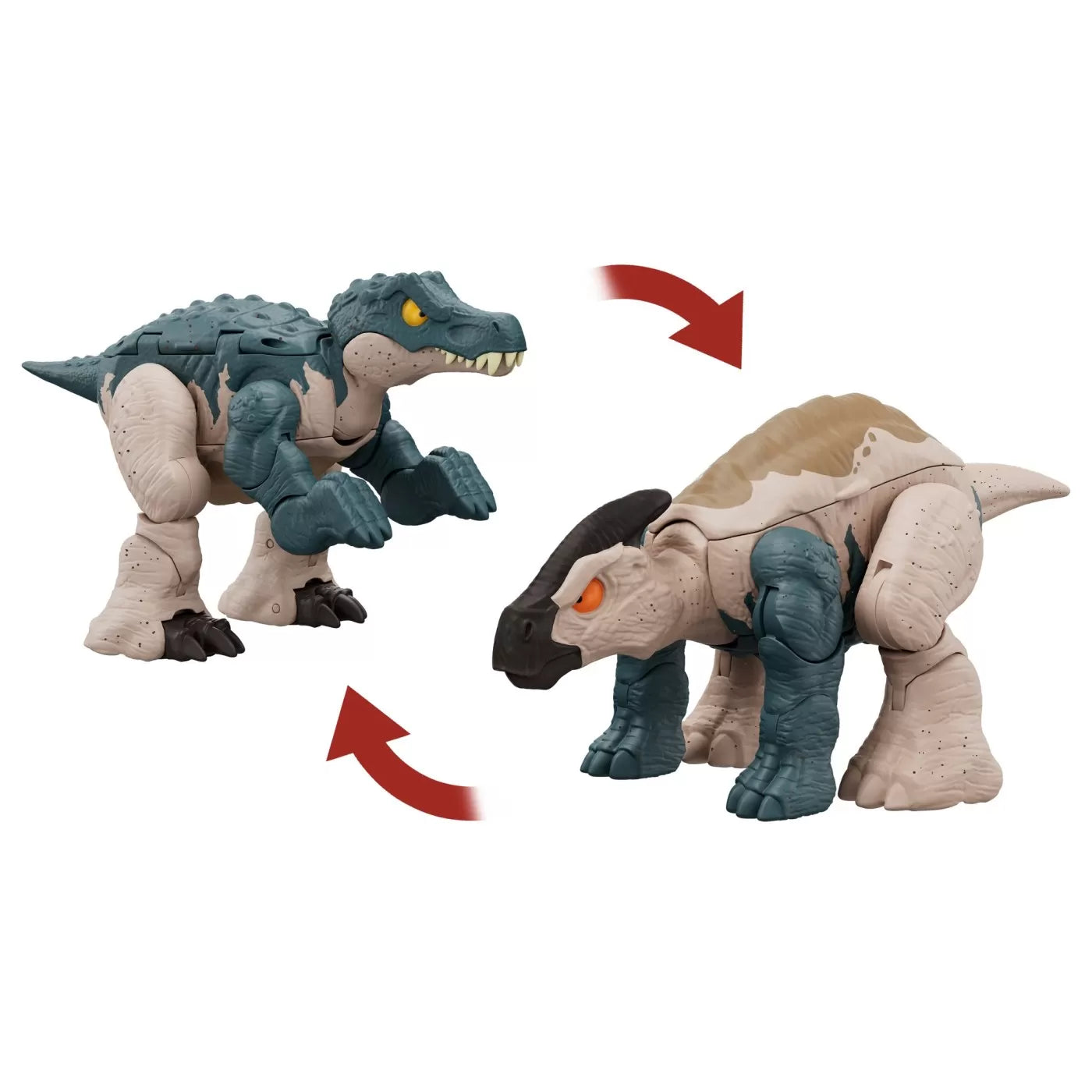 JURASSIC WORLD FIERCE CHANGERS DOUBLE DANGER DINOZAUR TRANSFORMABIL BARYONYX SI PARASAUROLOPHUS