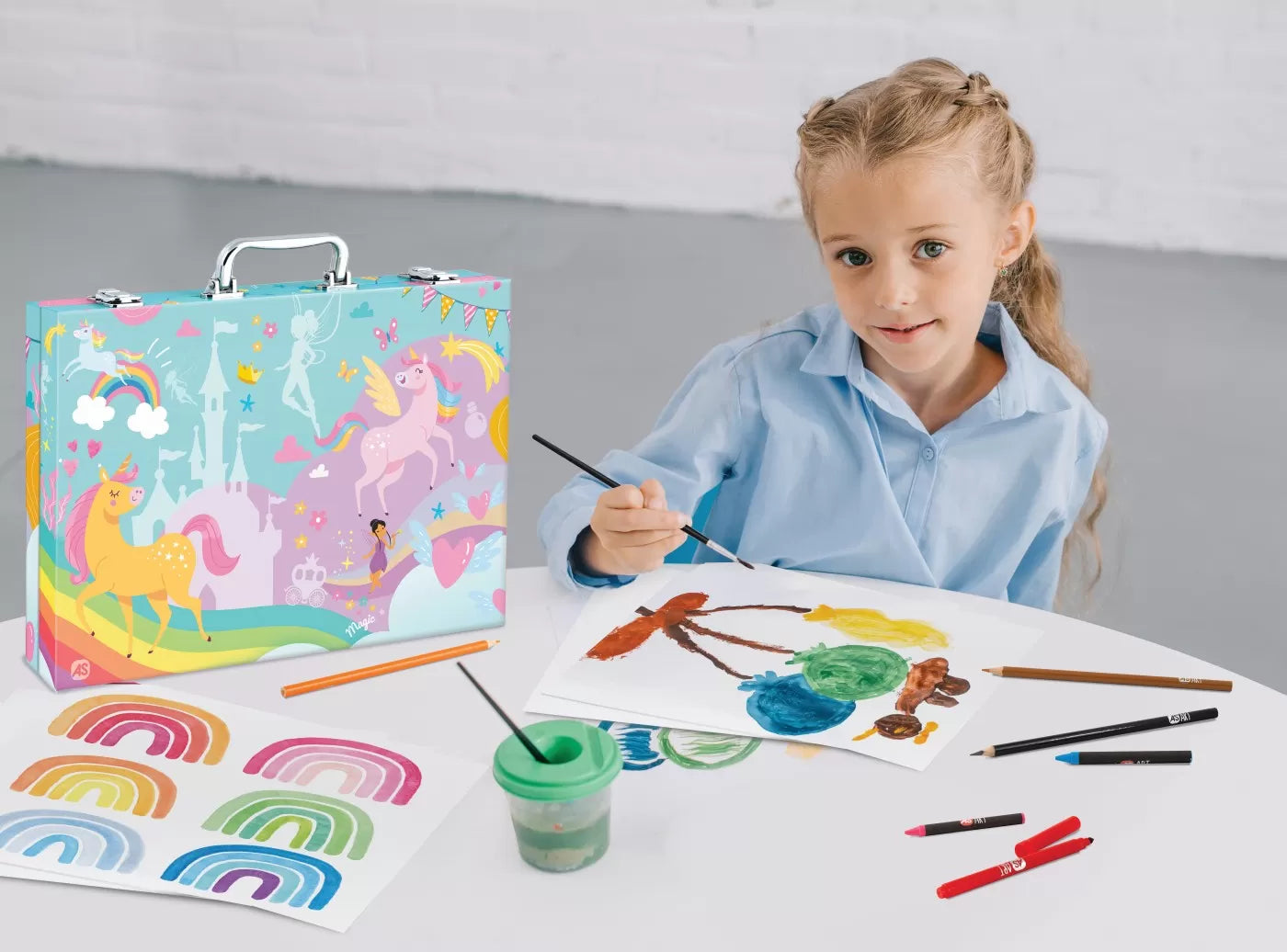 ART CASE SET DE DESEN DELUXE CU 100 DE ACCESORII UNICORN