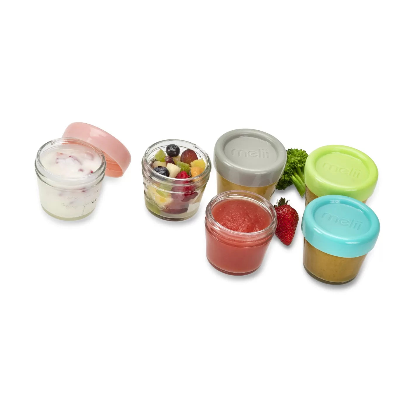 SET 6 RECIPIENTE STICLA PENTRU HRANA BEBE, MELII, 118 ML