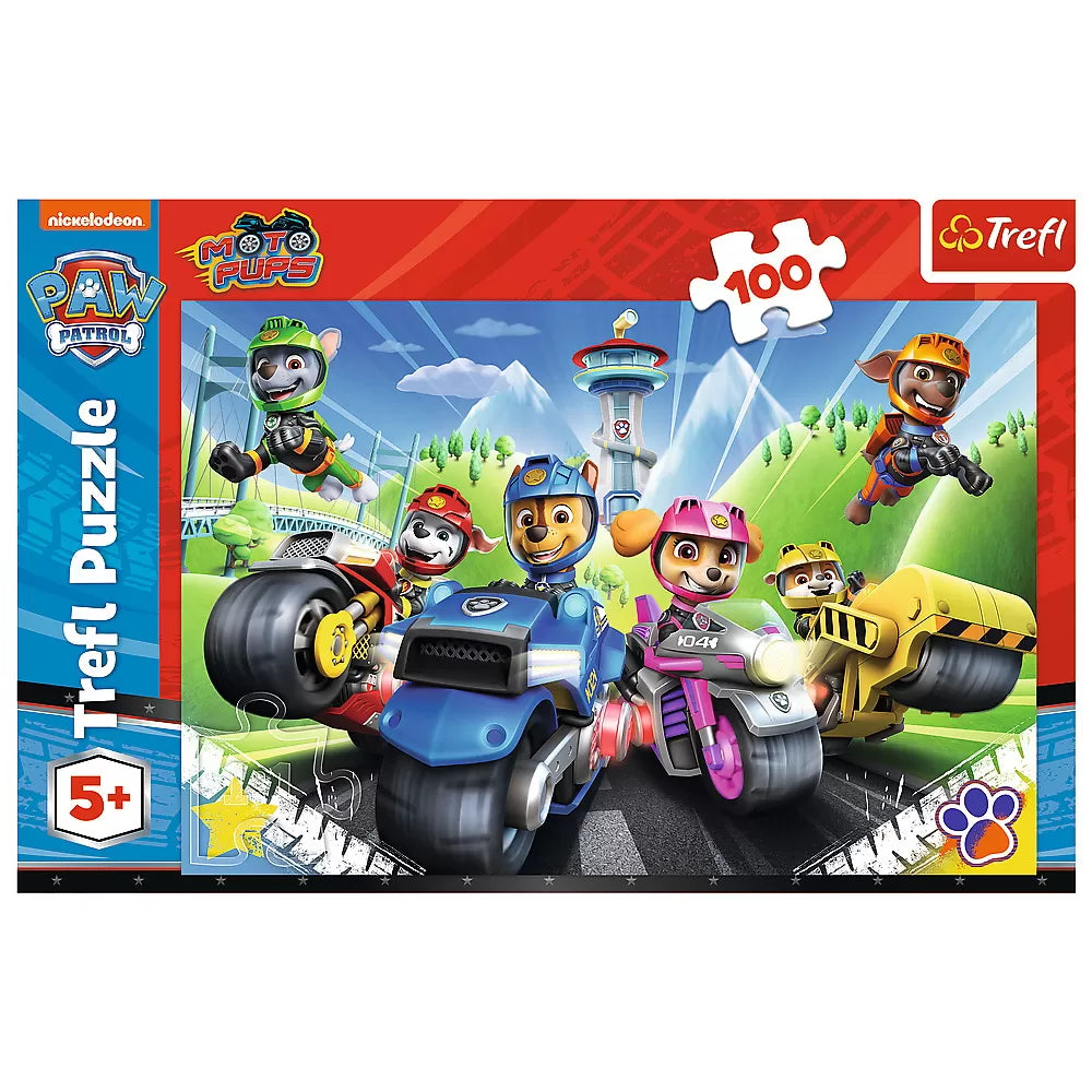 PUZZLE TREFL 100 PIESE PATRULA CATELUSILOR CATELUSII PE MOTOCICLETE