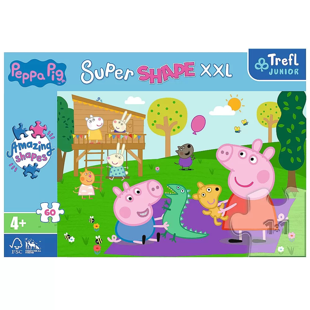 PUZZLE TREFL PRIMO SUPER SHAPE XXL 60 PEPPA PIG SI FRATIORUL